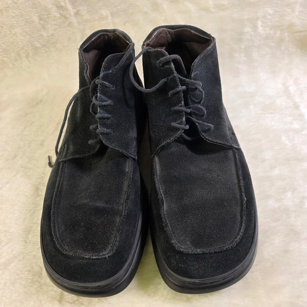 VTG Kenneth Cole New York Chukka Boots Black Suede Italian Leather Lined Mens 10